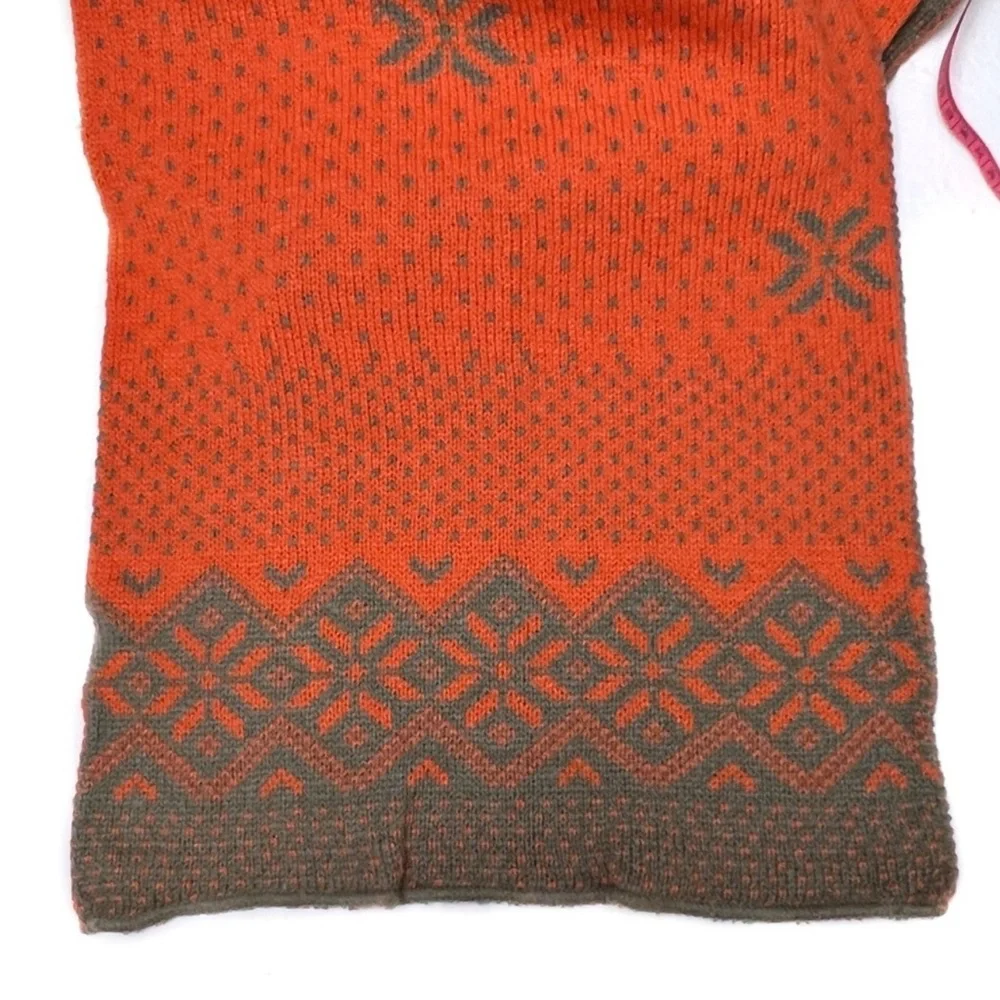 Simplicity Knit Winter Scarf Wide Long Wrap Gray and Orange Reversible U… - Picture 5 of 15